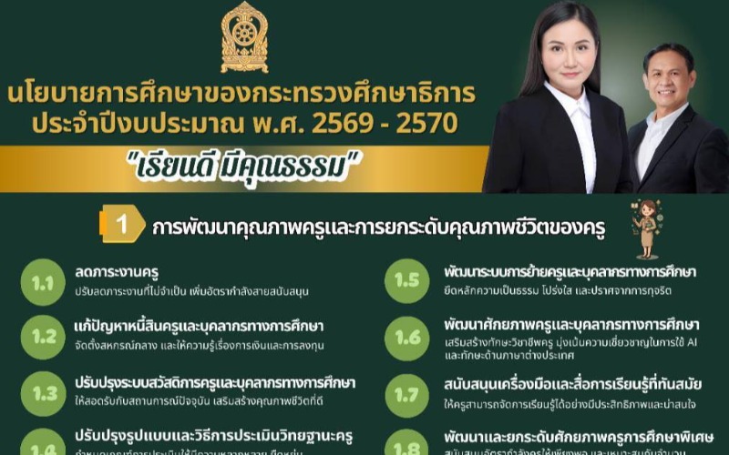 นโยบายกระทรวงศึกษาธิการ ปี 2569-2570